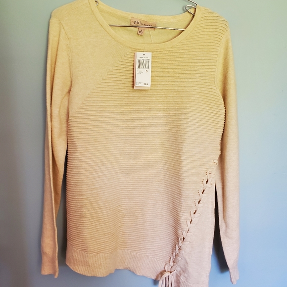 NWT Philosophy Sweater with Lace Up Front - Picture 1 of 5